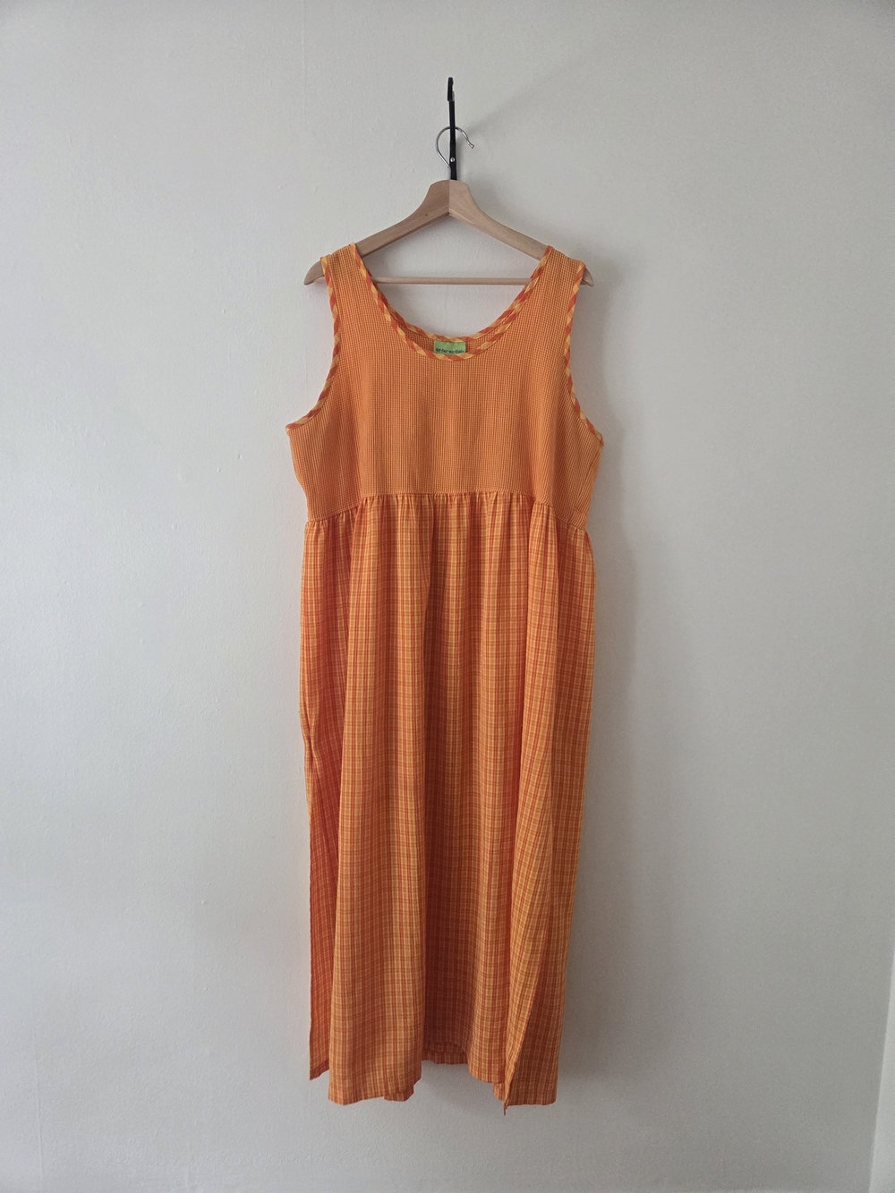Sleeveless Orange and Yellow Gingham Dress